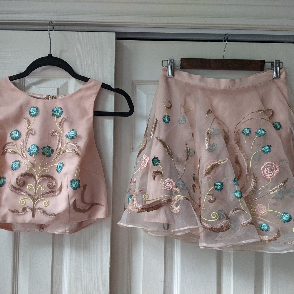 Bebe Two Piece Embroidered Dress